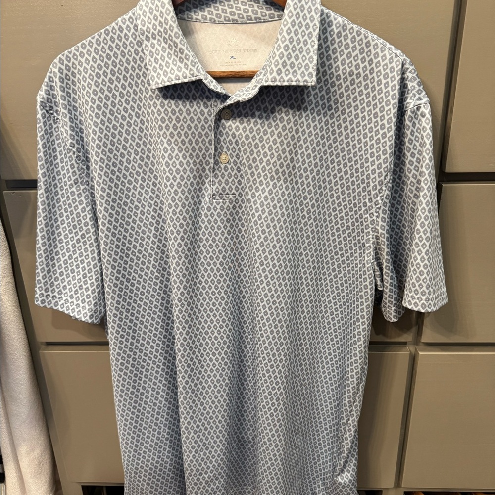 Southern Tide Gray Geometric Polo Shirt